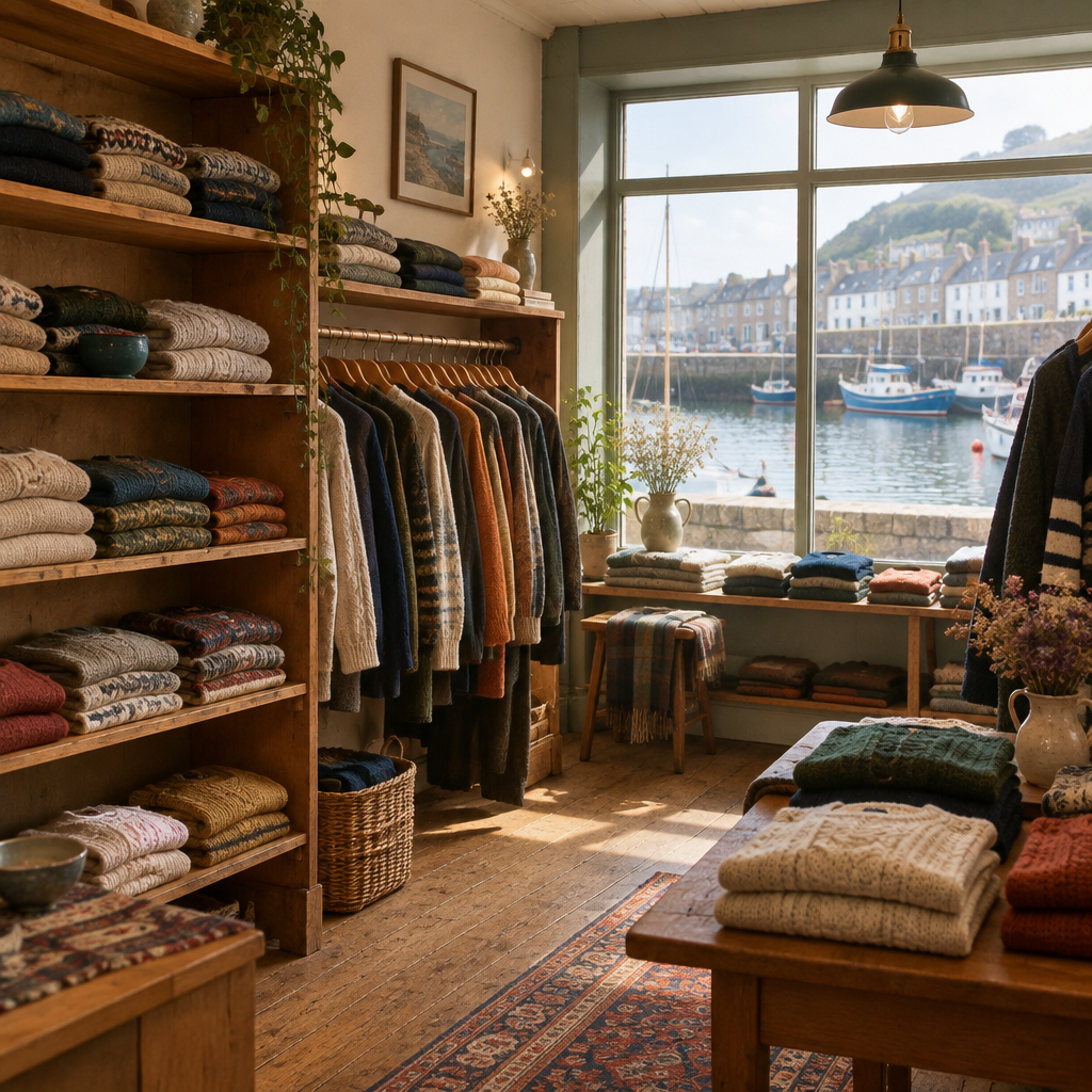 The Coastal Thread boutique interior with harbour view