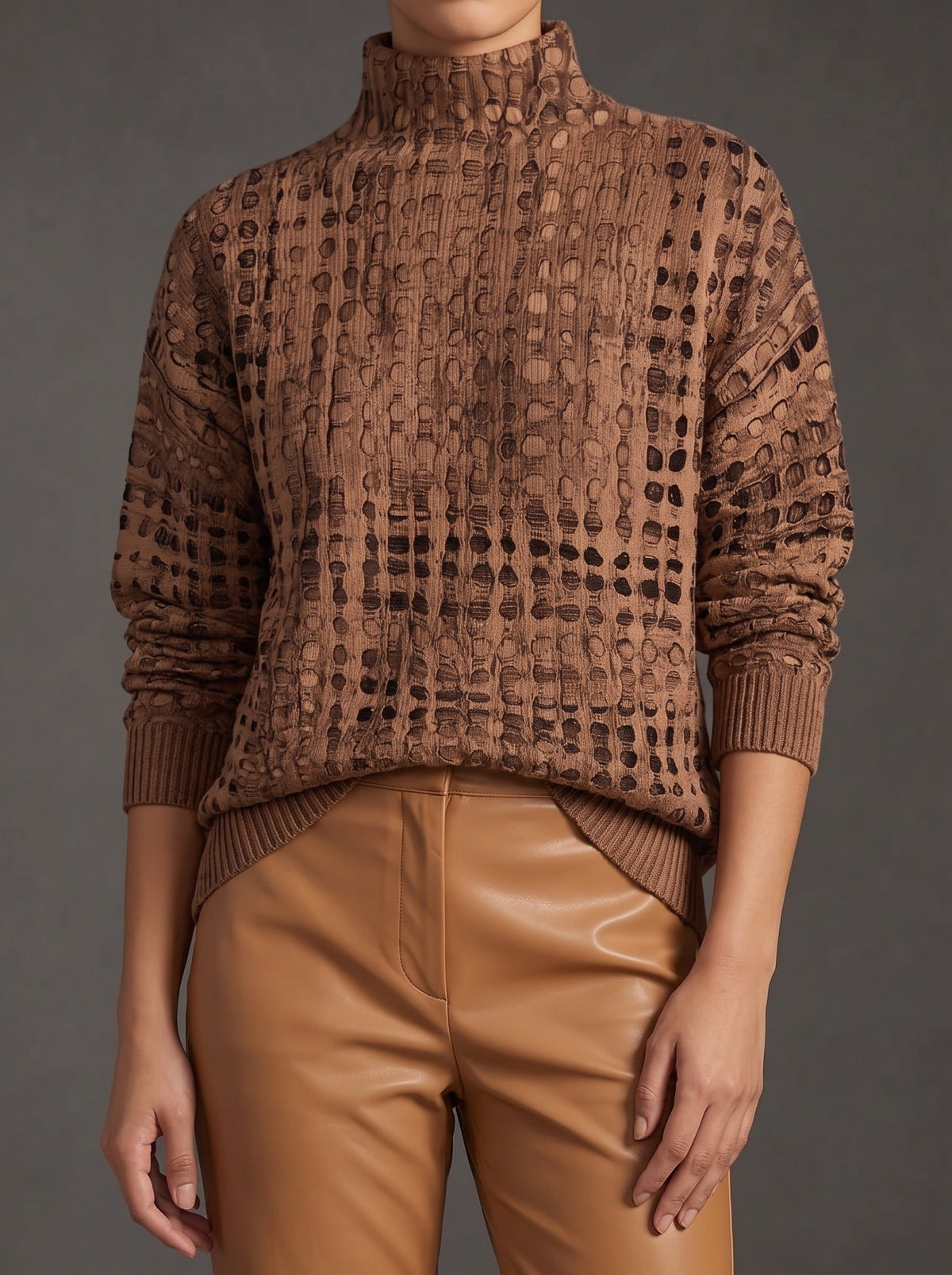 Elowen | Chestnut Lattice Roll-Neck — image 1
