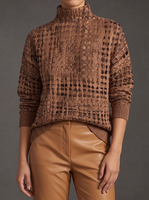 Elowen | Chestnut Lattice Roll-Neck — image 1